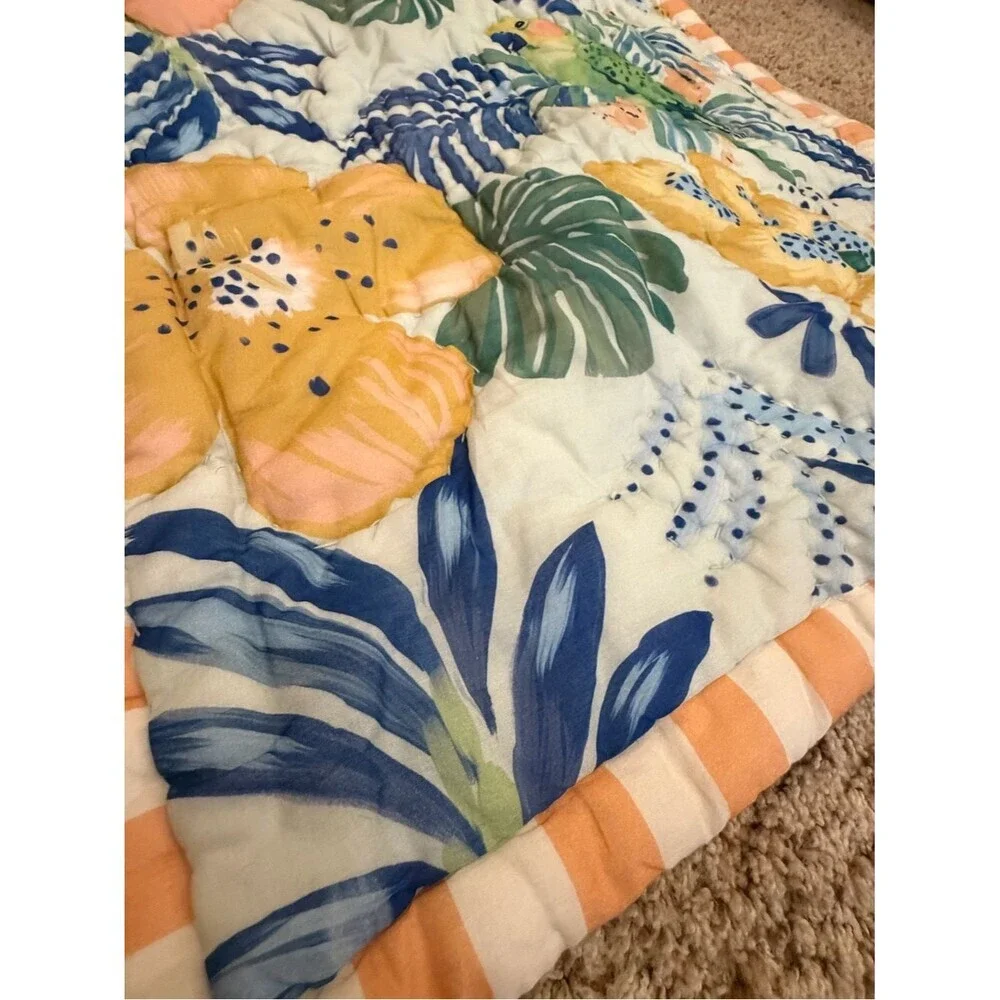 new Anthropologie Ellen merchant cotton voile euro pillow sham Floral Parrot